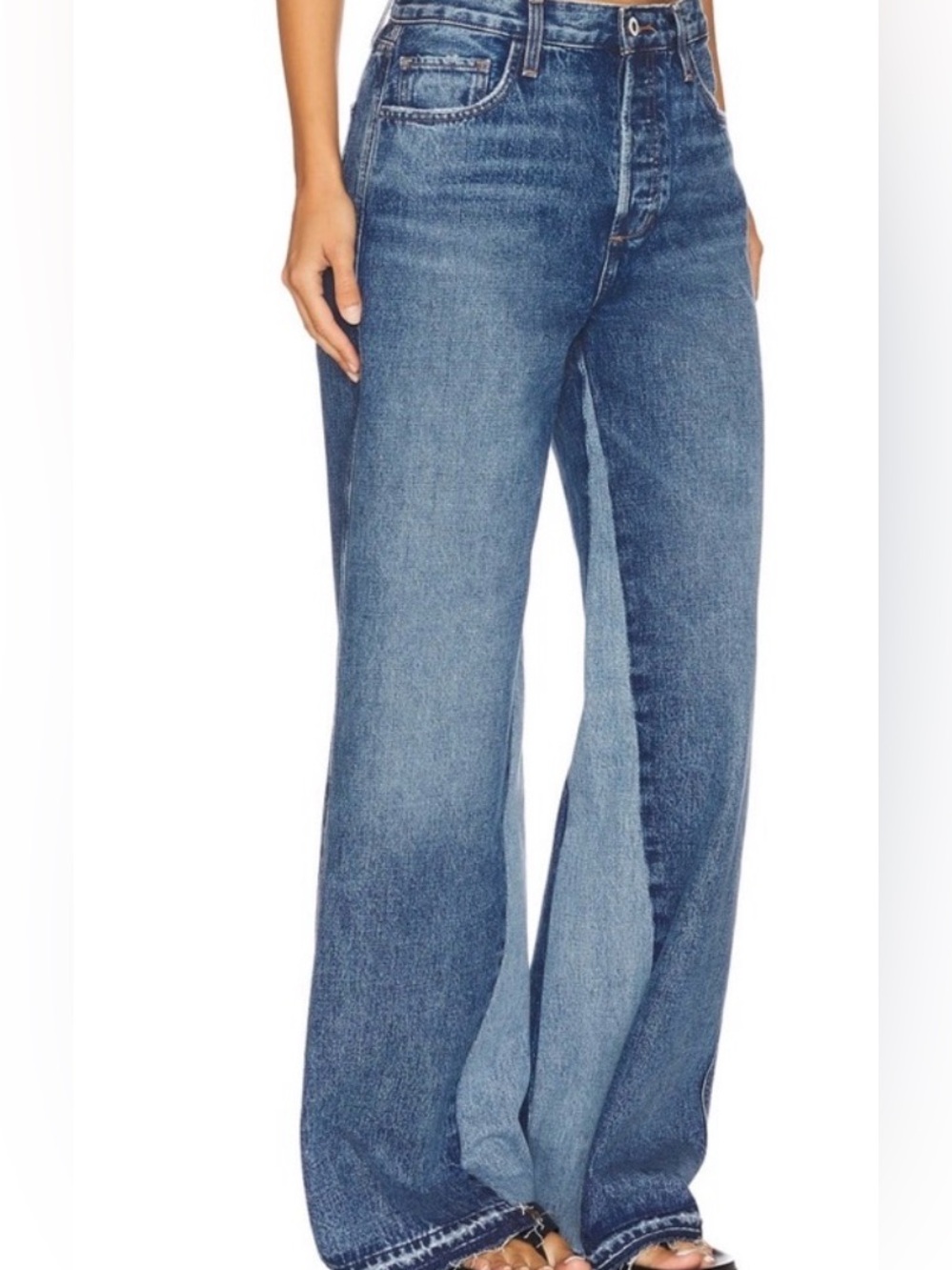 Favorite Daughter The Ollie Two-Tone Denim Wide Leg Jeans - Charlestown